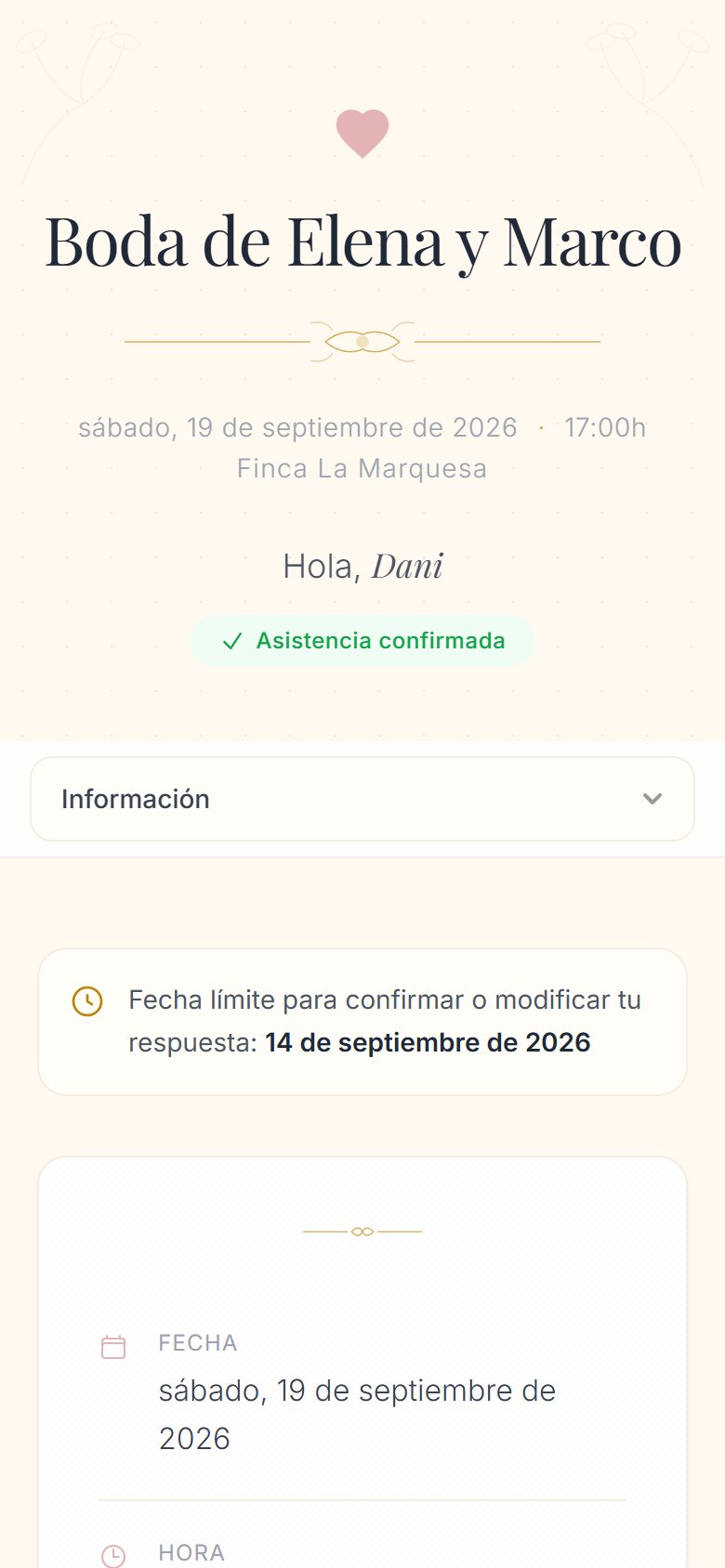 Vista de invitación para invitados